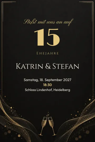 Einladung Jubiläum, Design Champagner-Jubiläum