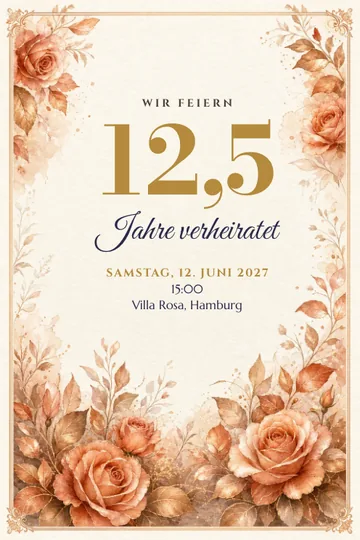 Einladung mit dem Design Kupferhochzeit