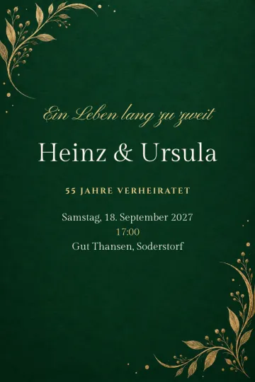 Einladung Jubiläum, Design Smaragd und Gold