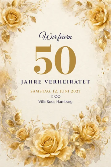 Einladung mit dem Design Goldene Hochzeit