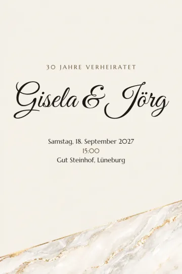 Einladung Jubiläum, Design Perlmuttmarmor