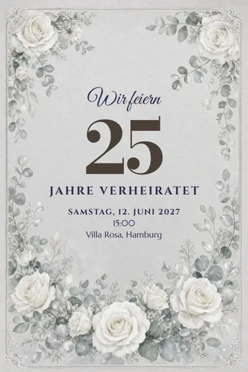Einladung mit dem Design Silberhochzeit