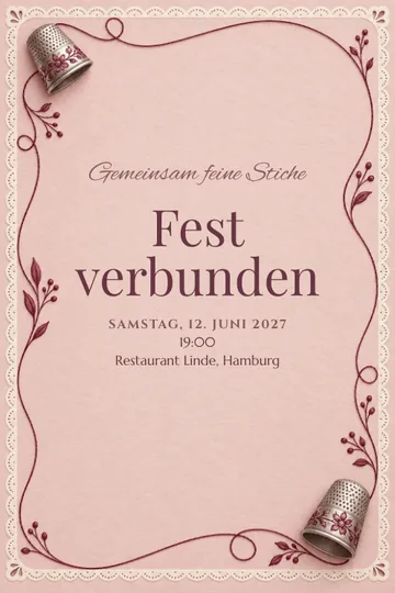 Einladung mit dem Design Gemeinsam feine Stiche