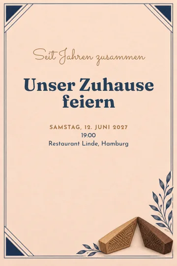 Einladung mit dem Design Gemeinsam zu Hause