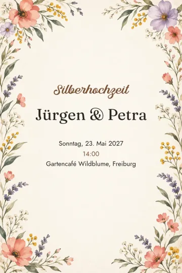 Einladung Jubiläum, Design Wildblumenwiese