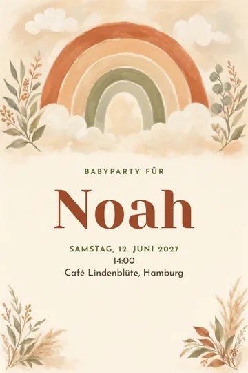 Einladung mit dem Design Boho-Regenbogen