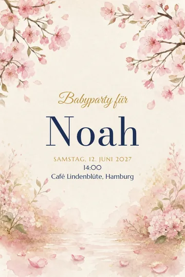Einladung mit dem Design Kirschblüte