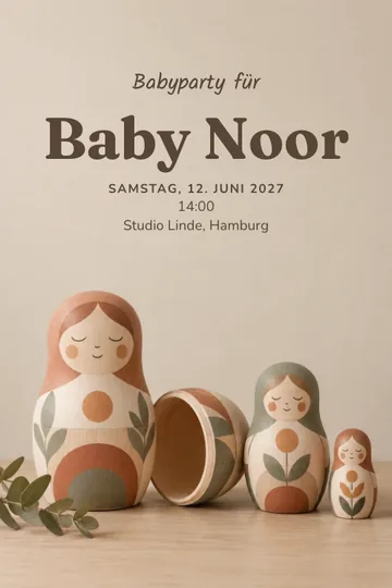 Einladung mit dem Design Nestpuppen