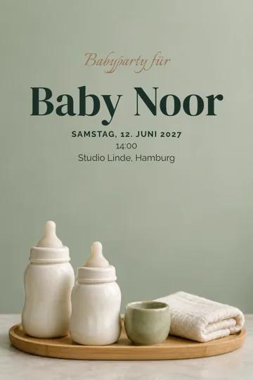 Einladung mit dem Design Porzellan und Milch