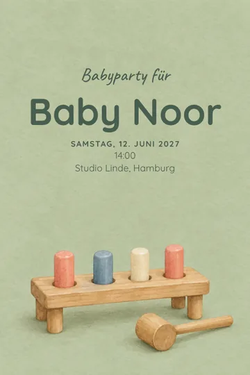 Einladung mit dem Design Klopfbank
