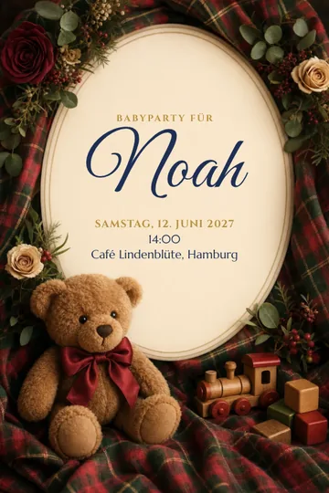 Einladung mit dem Design Teddybär