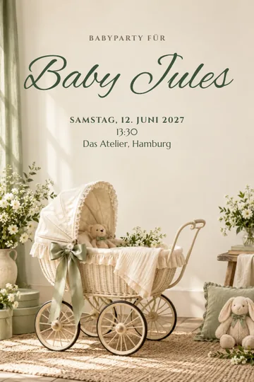 Einladung mit dem Design Vintage-Kinderwagen
