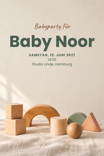 Einladung mit dem Design Holzspielformen
