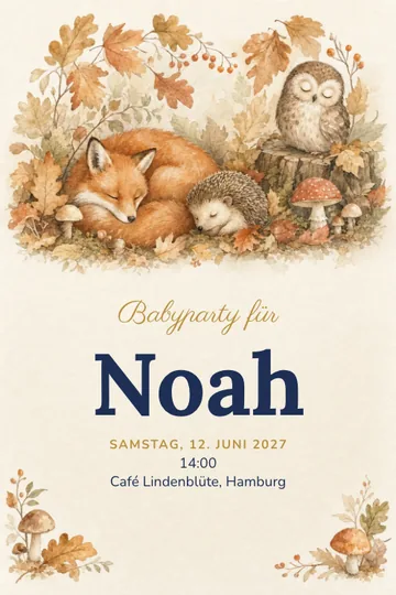 Einladung mit dem Design Waldtiere