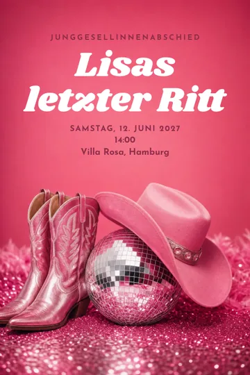 Einladung mit dem Design Disco-Cowgirl