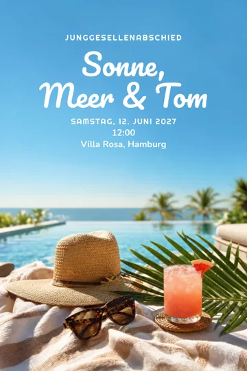 Einladung mit dem Design Sonne und Meer