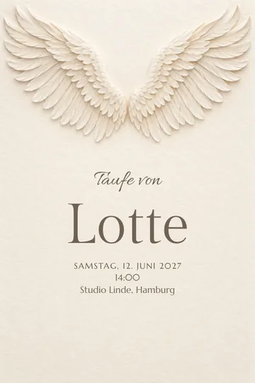 Einladung mit dem Design Sanfte Flügel