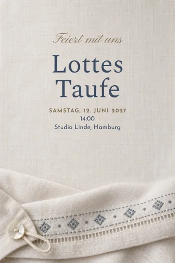 Einladung mit dem Design Besticktes Leinen