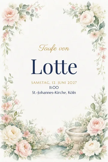 Einladung mit dem Design Blumenkranz
