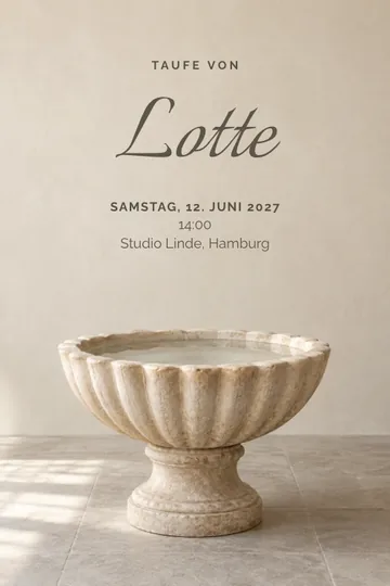 Einladung mit dem Design Muschelförmiger Taufstein