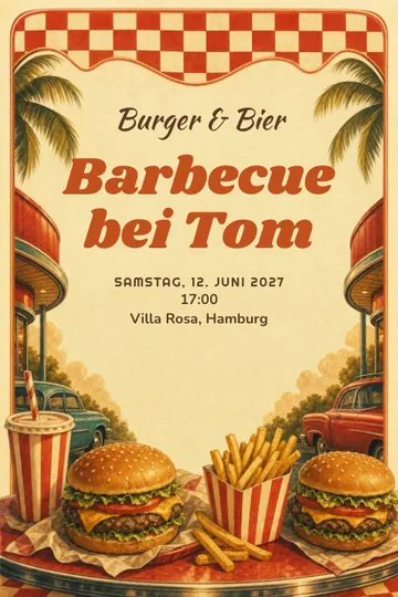 Einladung mit dem Design Backyard-Burger