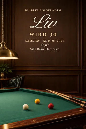 Einladung mit dem Design Billardclub