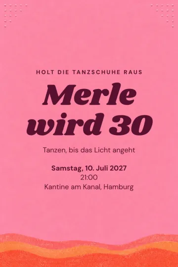 Einladung Geburtstag, Design Kaugummirosa Risodruck
