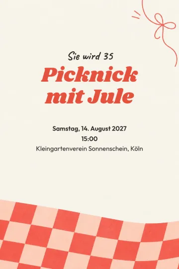 Einladung Geburtstag, Design Picknick in Koralle
