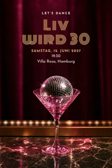 Einladung mit dem Design Disco-Martini