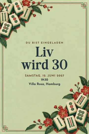 Einladung mit dem Design Mahjongabend