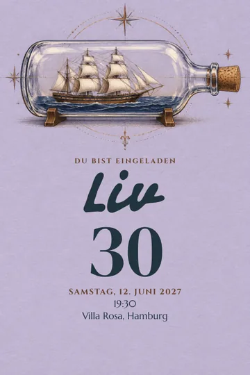 Einladung mit dem Design Eine Welt in der Flasche