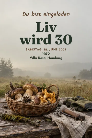 Einladung mit dem Design Pilze sammeln