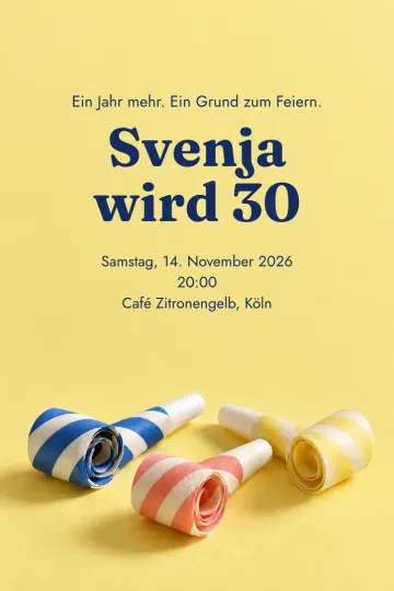 Einladung Geburtstag, Design Partytröten