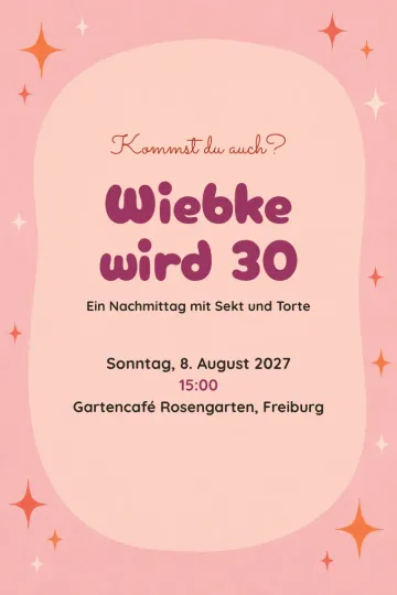 Einladung Geburtstag, Design Pfirsich-Pop