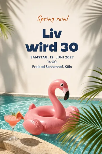 Einladung mit dem Design Poolparty
