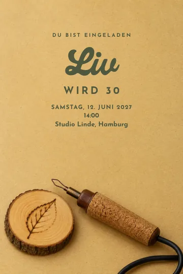 Einladung mit dem Design Glut im Holz