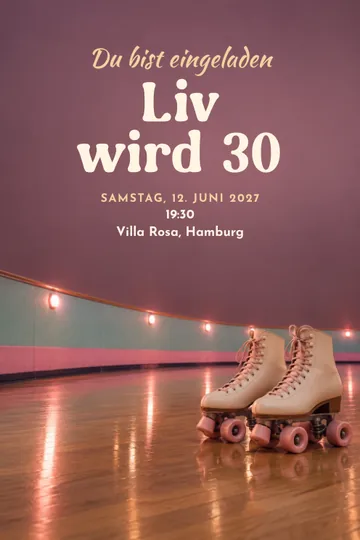 Einladung mit dem Design Rollschuhbahn