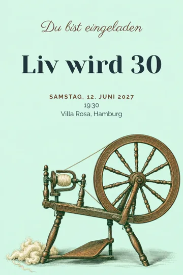 Einladung mit dem Design Gemeinsam einen Faden spinnen