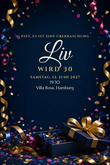 Einladung mit dem Design Psst, Überraschung