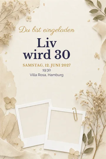 Einladung mit dem Design Damals und heute