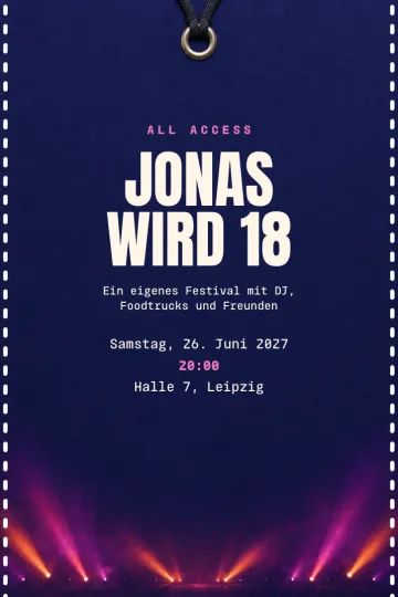 Einladung Geburtstag, Design Backstage-Pass
