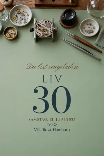 Einladung mit dem Design Uhrmacheratelier