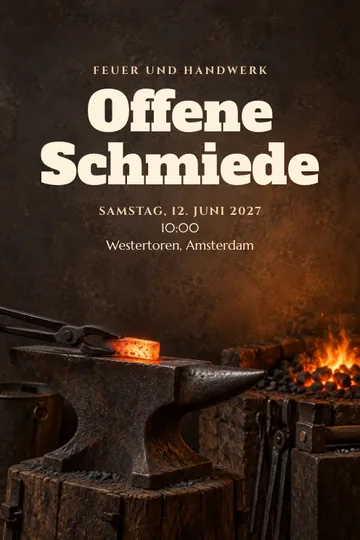 Einladung mit dem Design Feuer und Handwerk