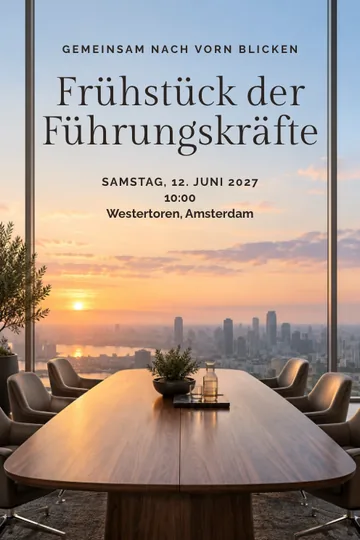 Einladung mit dem Design Vorstandssaal bei Sonnenaufgang