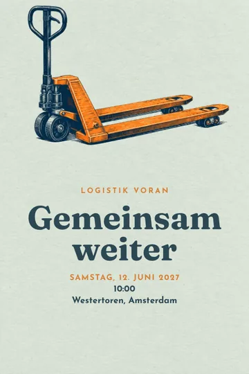 Einladung mit dem Design Logistik voran