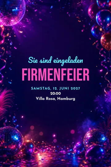 Einladung mit dem Design Firmenfeier