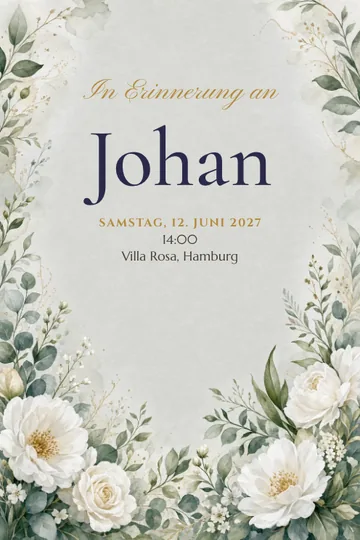 Einladung mit dem Design Erinnerungsfeier