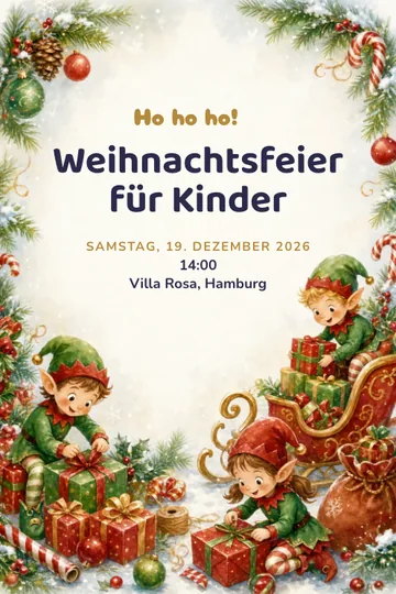 Einladung mit dem Design Kinderweihnacht