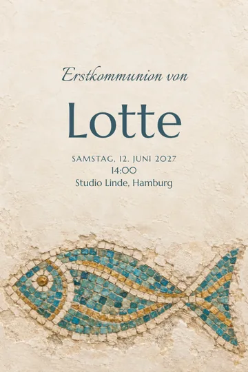 Einladung mit dem Design Mosaikfisch