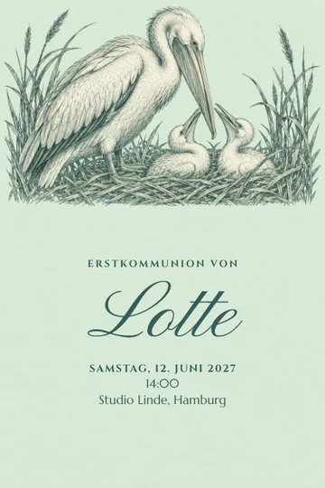 Einladung mit dem Design Fürsorglicher Pelikan
